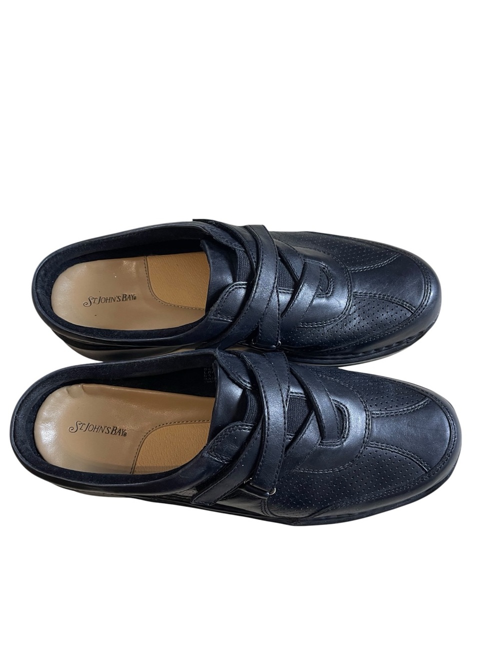St. John's Bay women’s Black Leather Slip-On mule sneaker size‎ 8 1/2 M